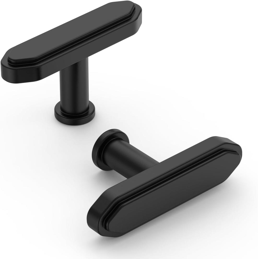 Asidrama 10 Pack Matte Black Kitchen Cabinet Knobs Cabinet Hardware Zinc Knobs for Dresser Drawers (Single Hole)