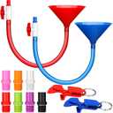 2 Set Beer Bong Tube and Funnel with Valve Drinking Funnel with 8 Interchangeable Mouthpieces 2 Shotgun Keychain Tool for Bachelor Party Christmas, College Party, Drinking Games