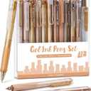Four Candies Moor Series Gel Pens, Aesthetic Black & Brown Ink Pens with 0.5 mm Fine Point, Boho School Office Supplies Neutral Beige Desk Accessories, Set of 12