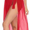 Avidlove Women One Piece Lingerie Deep V Lace Bodysuit Mosaic Lace Teddy Mesh Skirt (XX-Large, Classic Red)