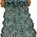 5 Yards Metallic Floral Lace Ribbon Stretch Tulle Lace Trim Elastic Nigerian African Fabric Width 7 Inch for DIY Craft Jewelry Making Clothes Accessories Gift Wrapping Wedding Party Decor (Teal)