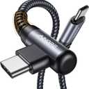 AINOPE USB C Cable 60W 2-Pack 6.6ft Nylon Braided USB C to USB C Cable Type C Charger Fast Charging Right Angle USBC Cable Charger Cord for iPhone 16 Pro Max 15 Plus Samsung S24 S23 iPad Space Gray