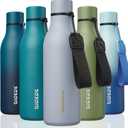 BJPKPK Insulated Water Bottles, 18 oz Stainless Steel Metal Water Bottle with Strap, BPA Free Leak Proof Jugs, Mugs, Flasks, Reusable Thermal Flasks for Sports & Travel, Mist Grey