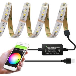 GIDERWEL Smart ZigBee 3.0 USB LED Strip Light RGBWW Kit Work with HUB Bridge TUYA Smart hub and Echo Plus for APP/Alexa Voice Control 6.56ft 5V RGB Cold Warm White RGBCCT Ambiance TV LightStrip Plus