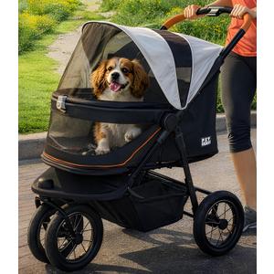 Pet Gear No-Zip Jogger Pet Stroller for Cats/Dogs, Zipperless Entry, Airless Tires, Easy One-Hand Fold, Cup Holder + Storage Basket, Salt- Extra Large