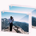 2Pack Clear Picture Frames Freestanding Double Sided Magnetic Acrylic Lucite Frameless Transparent Square Frame Gift for Desktop Display