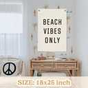 Beach Wall Decor Linen Canvas BannerBeach Signs Wall Decor Hanging Flag Banner for Homes Playrooms NurserySummer Displays, Ocean Themed Bedroom Decor 18x25 Inch (Beach vibes only)