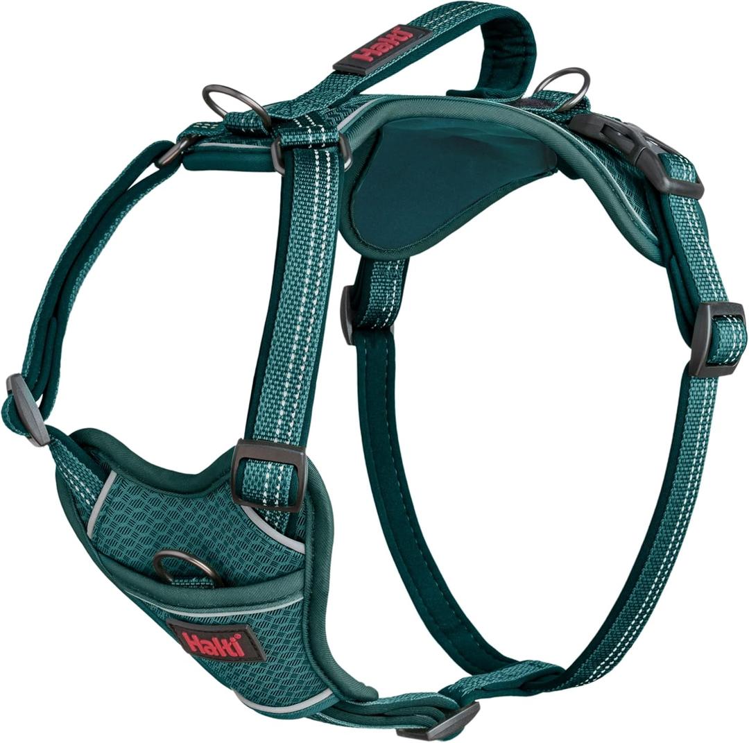 Halti Anatomy Dog Harness with Handle - Padded, Adjustable & Reflective No Pull Dog Harness, 3 Leash Attachment Points Including Front Clip, Suitable for Medium Dogs (Size M, Teal)