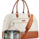 CLOKARS Weekender Bags for Women, Large Travel Duffel Bag Carry on Overnight Bag with Shoe Compartment and Toiletry Bag for Travel Business Gym Hospital, Beige