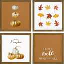 ArtbyHannah 10x10 Picture Frame Set of 4, Walnut Picture Frames for Wall Mount, Photo Frame for Posters&Art Prints (Including Extra Fall Wall Art Prints)