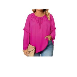 Eytino Womens Plus Size Tops Long Sleeve Crewneck Dressy. Casual Chiffon Blouse Flowy. Shirts, Size 2XL
