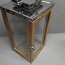 Wooden Candle Lantern, Large, Brown 7x7x13inch