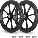 20" Flat Free Tire and Wheel, with 3/4" & 5/8" Bearing, 2.45" Centered Hub, Replacement Wheel For Rubbermaid Wheelbarrow, Garden Yard Cart, 2 Pcs