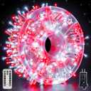Guhope Christmas Lights 600 LED 98FT, Waterproof Outdoor String Lights with Remote and Timer, 8 Modes Dimmable Fairy Lights for Indoor Outdoor Wedding Party Holiday Decorations (Red and White)