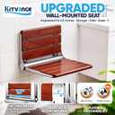 [Upgraded Version] 18" ADA Compliant Folding Teak Shower Seat Wall Mounted-Folding Shower Bench, Folding Shower Seat for Inside Shower, Teak Foldable Shower Chair, Fold Down Shower Seat, Max 400lbs