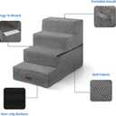 Aodisman Dog Stairs for Bed 18.5" H, 4-Step Dog Steps for Small Dogs and Cats, Indoor Non-Slip Balanced Pet Stairs are Suitable for Puppy, Older Cat,Gery