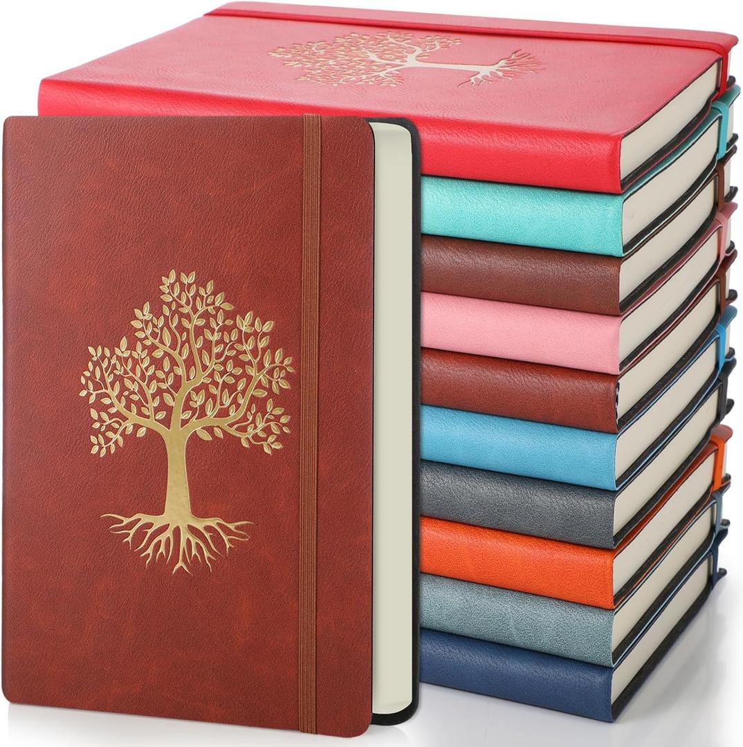 Dispowreath 10 Pack Lined Journal Notebook A5 Leather Hardcover Journals for Writing 200 Pages 10 Colors Notepad for Travel Work School Office Business Note Taking Diary 5.7" x 8.3" (Pastel Color)