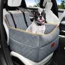 HEGGCOOE Dog Car Seat for Small Medium Dogs, Memory Foam Puppy Dog Booster Seat with Thick Cushion for Dogs Under 35lbs, Detachable Washable Pet Car Seat Travel Bed with Storage Pockets,2 Safety Belts (Gray)