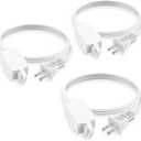PLUGTUL Indoor Extension Cord 3 FT, 2 Prong White Extension Cord, 3 Polarized Outlets with Safety Cap Protect for Home Office, 16/2 SPT-2 ETL Listed, 3 Pack