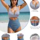HXN Women's One Piece Swimsuit Tummy Control Bathing Suit Color Block Cutout Slimming Swim Suit Swimwear 2025 (L)