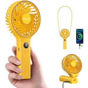 SWEETFULL Handheld Portable Fan, 5000mAh Rechargeable Battery, 6 Speed Wind, LED Digital Display, Foldable Electric Personal Mini Travel Fan with Backup Power, Summer Essentials Gifts for Women Girl