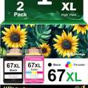 67XL Ink Cartridge Black/Color Combo Pack Replacement for HP Ink 67 67XL Printer Ink Works for HP DeskJet 2700e 2755e 2700 4155e 4155e 4100 4100e 2755 2700e 2734e 2752e Envy 6055e 6000 6455e Printer