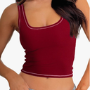 Danysu Women Rib Tank Top Padded Workout Top Square Neck Crop Tank Fitted Basic Cami Tops, Size M