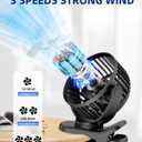 KIDEE Portable Clip on Fan, Small Desk Fan Battery Operated, 360 Rotation, Cute Design, 3 Speed, Mini Table Fan USB Rechargeable, Personal Cooling Baby Stroller Fan for Home Office Outdoor Travel