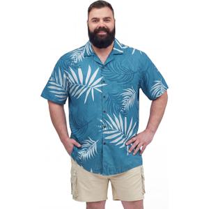 BRISIRA Big and Tall Hawaiian Shirts for Men Beach Aloha Tropical Floral Cuban Button Down Summer Casual Vacation Shirt 4XLT (Blue)