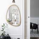 sawsile Irregular Mirror for Decor,Wood Frame Asymmetrical Wall-Mounted Mirror, Large Vanity Mirror for Wall Decoration, Modern Mirror for Living Room Bedroom Bathroom Entryway Mirror 20X30"