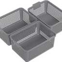 Readsky 3 Packs Plastic Storage Basket Desktop Organizer, Large Storage Baskets, Gray