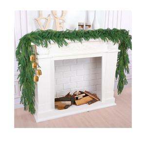 Hananona 9 Ft 2 Pcs Artificial Norfolk Pine Garlands, Realistic Pine Garland, Green Artificial Greenery Garland for Table, Mantle, Wall, Indoor, Outdoor Winter Christmas Decorations (2, 9 FT)