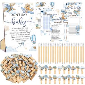 Patelai 321 Airplane Baby Shower Decorations Games Supplies Little Explorer Landing Soon Baby Shower Games Don't Say Sign for Airplane Plane Theme Gender Reveal 1st Birthday Party Decorations Supplies