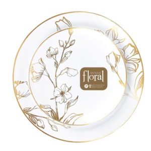 Antique Gold Floral Wedding Plastic Combo Plates 128pcs Plates 