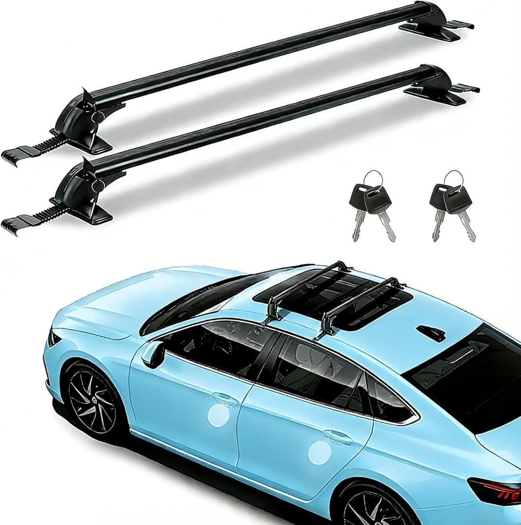 2Pcs Universal Car Roof Rack Cross Bars w/Anti-Theft Lock,43" Aluminum Lockable Car Top Crossbars with Adjustable Window Frame for Bare Roof Kayak Bike Rooftop Cargo Carrier Luggage 165 LBS Load (42.91"-44.88")