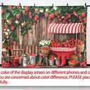7x5ft Fabric Wooden Board Strawberry Backdrop Red Sweet Fruit Farm Market Stall Fence Photography Background Women Girls Birthday Party Decorations Photo Props
