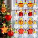 Patelai 24 Pcs Christmas Booze Balls Ornaments Christmas Fillable Drink Balls Booze Tree Ornaments Clear Plastic Shot Glasses Bulk Hanging Bottle Bulbs for Xmas Party(Ball, Tree, Star, Heart)