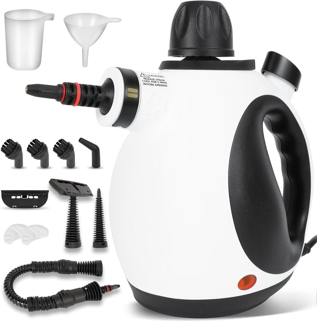 Pressurized Handheld Steam Cleaner for Home with 12 pcs Accessories, Multi-Surface Natural Steamer for Effective Cleaning, Fast Heating for Cleaning Home, Furniture, Car, Grout, Window