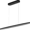 YISDESIGN 51" Wood Linear Pendant Light Black Linear Pendant Dinning Room Hanging Lights LED Dimmable Chandeliers 36w for Dining Room Pool Table Lights Kitchen Island Light Black, 51in