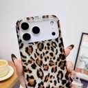 for iPhone 17 Pro Case,Luxury Sparkle Bling Cute Translucent Clear Vintage Cheetah Leopard Print Soft Silicone Cover for Girls Women Protective Phone Case 6.3'' 2025, Brown