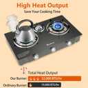 Propane Stove 3 Burner Gas Stove 32000 BTU Auto Ignition Tempered Glass LPG Cooktop with CSA Hose for Outdoor Cooking, Emergency