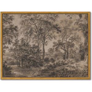 InSimSea Framed Canvas Prints Vintage Decor, Sketch Dark Moody Forest Brown Trees Landscape Paintings Wall Art, Large Countryside Farmhouse Hanging Wall Decor for Living Room Bedroom, 24x36inch