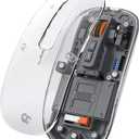 Sleek Transparent Magnetic Wireless Mouse - 3-Mode Connectivity (Dual Bluetooth + USB), DPI Adjust & One-Key Desktop Access, for MacBook/pc/iPad/Laptop (Grey)