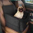 JOEJOY Dog Car Seats for Small Medium Dogs Under 35lbs, Dog Booster Seat with Detachable Washable Cover and Cushion, Memory Foam Pet Car Seat with Safety Belt and Storage Pockets (Black)