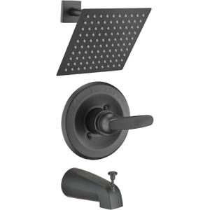 8" Shower Faucet Compatible with Delta 13/14 Series Tub Trim Kit, High Pressure Square Rain Shower Head& Handle Set System, Matte Black (Valve& Catridge Not Inclued)