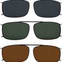 Eyekepper 3-pack Polarized Clip on Sunglasses With Spring Draw Bar Grey/Brown/Green Lens 54 * 34MM