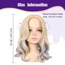 ColorGround Medium Curly Blonde with Blue Cosplay Wig for Women Costume Funny Hair Wig for Halloween Party