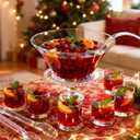 9 Pcs Large Glass Punch Bowl Set, Reusable Clear Party Bowl with Ladle, Food Tong and 6 Glasses for Drinks Salads Snacks Wedding Christmas Holiday Birthday BBQ Baby Shower Party Supplies