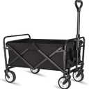 Beach Cart Large Capacity, Heavy Duty Folding Wagon Portable, Collapsible Wagon for Sports, Shopping, Camping Collapsible Foldable cart (Matte Black)