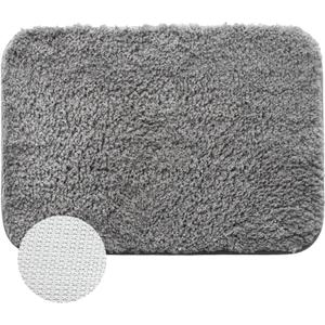 Bathroom Rug 24x16,Microfiber Bath Mat Machine Washable Bathroom Rug for Shower,Bath Tub,Bedroom,Water Absorb Toilet Mat,Soft Bath Mat (Grey)